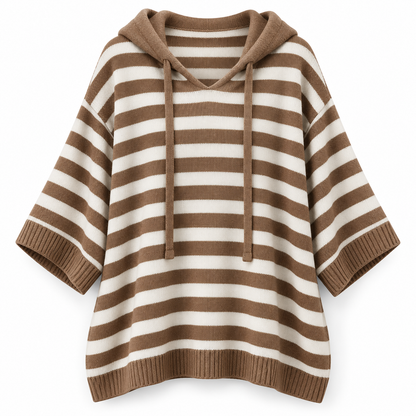 Relaxed Hooded Zip Knit Sweater