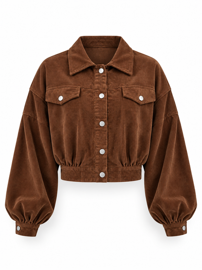 Brown Cropped Corduroy Jacket product view