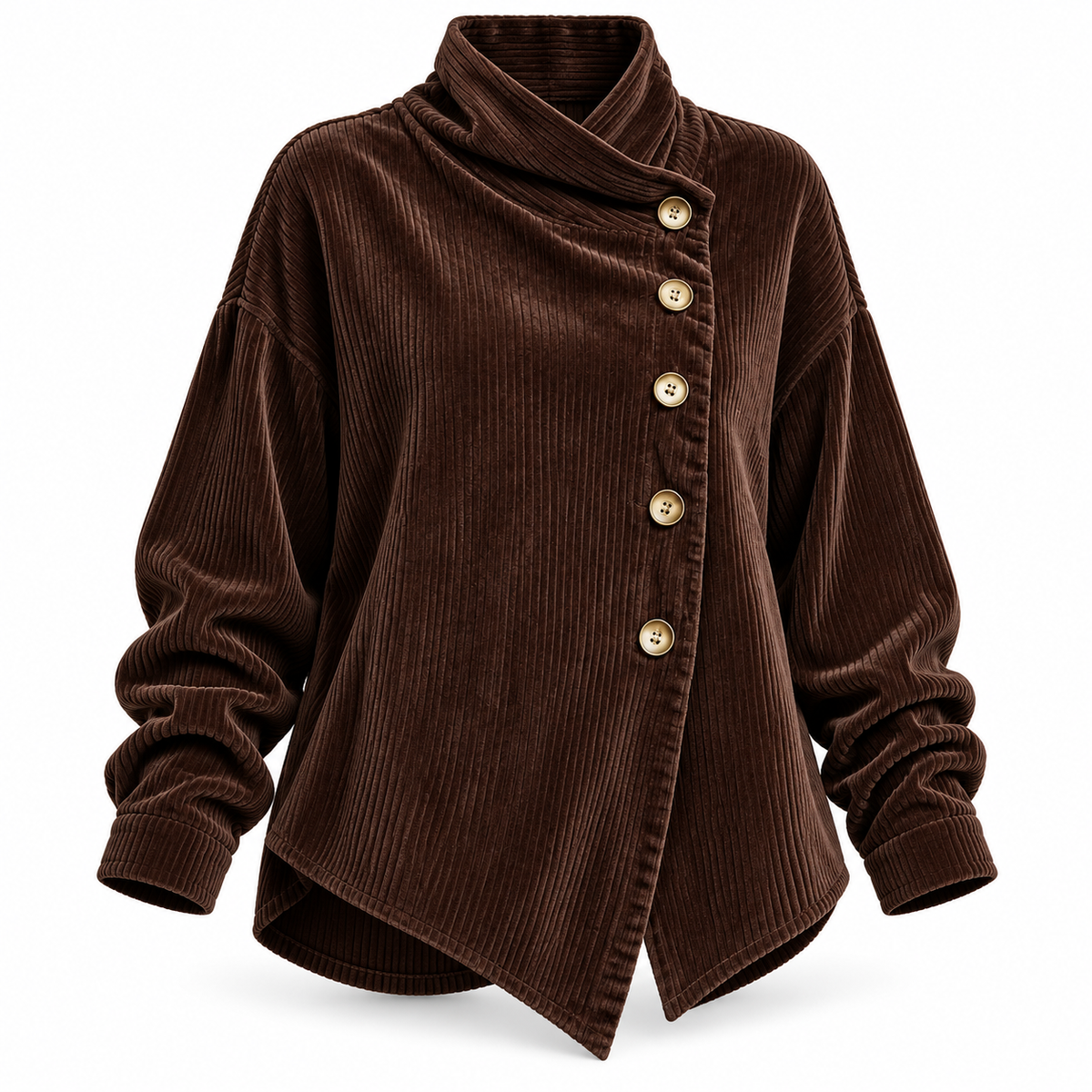 Asymmetrische corduroy blouse met knopen