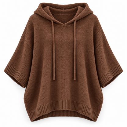 Relaxed Hooded Zip Knit Sweater