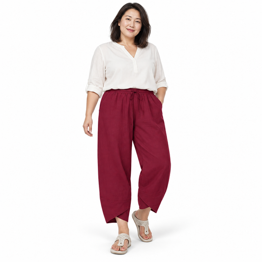 Relaxed Cotton-Linen Harem Trousers