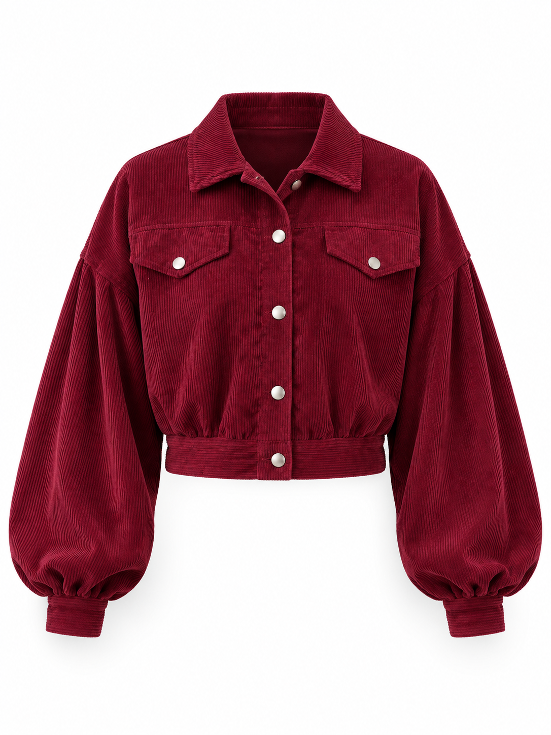 Burgundy Cropped Corduroy Jacket product view