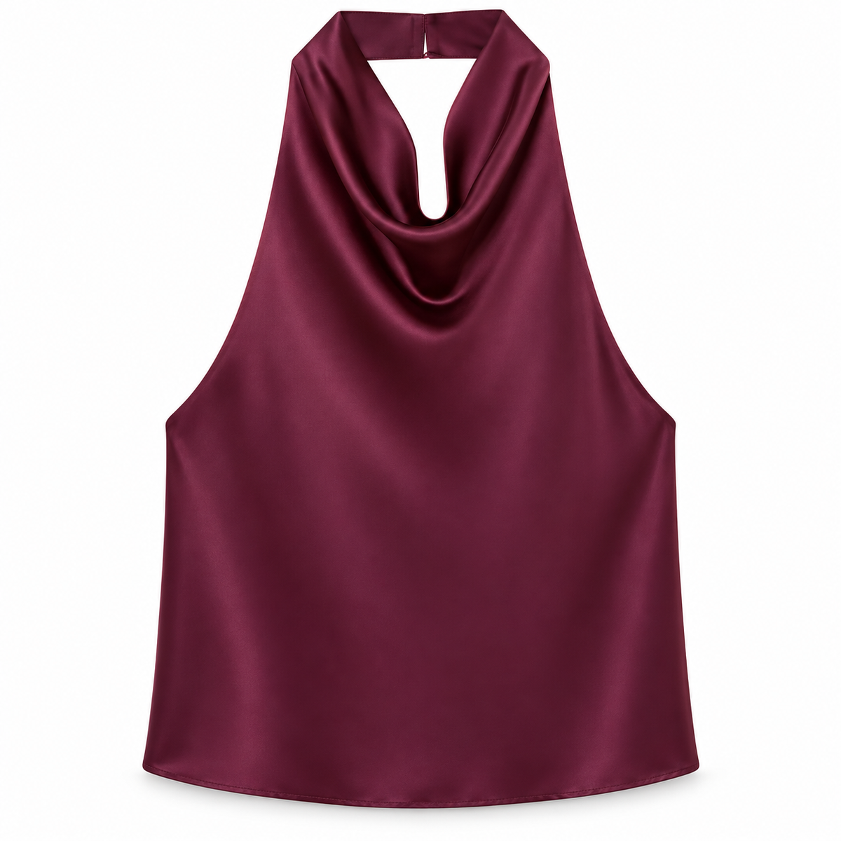 Burgundy Satin Halter Top product view