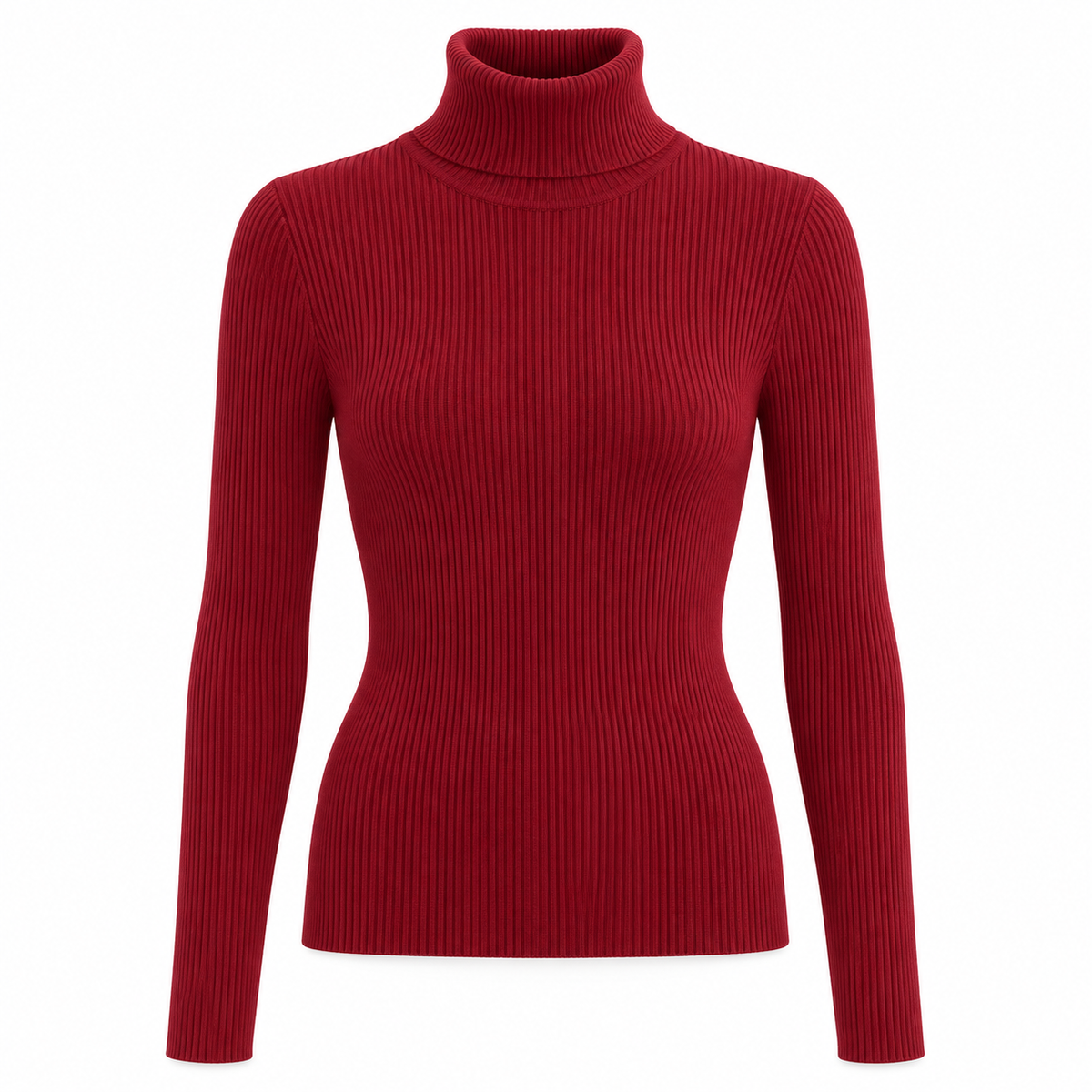 Burgundy Soft Turtleneck Knit Sweater product view