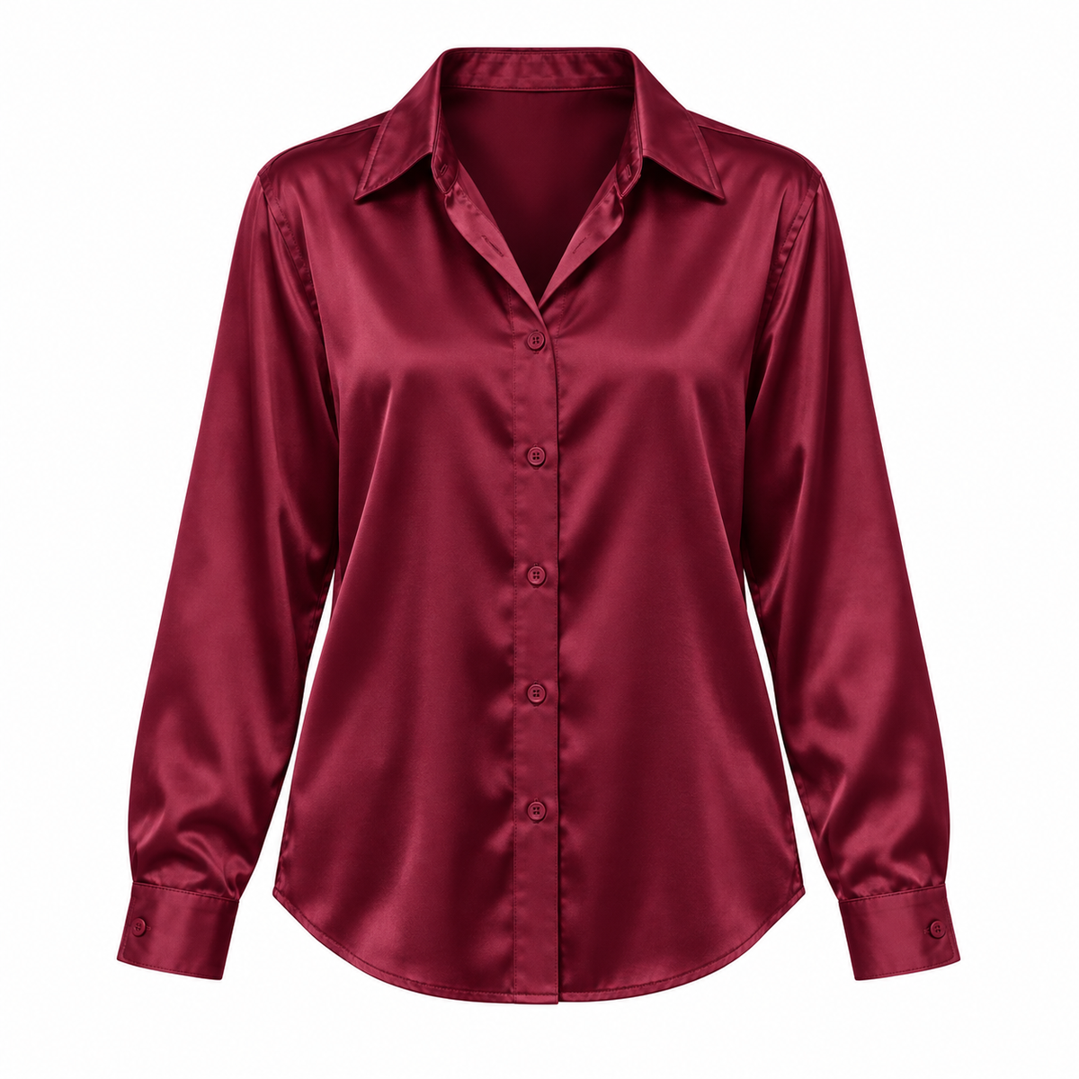 Burgundy Satin-Look Long-Sleeve Shirt product view