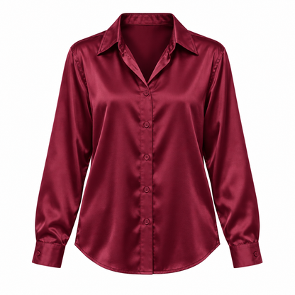 Burgundy Satin-Look Long-Sleeve Shirt product view