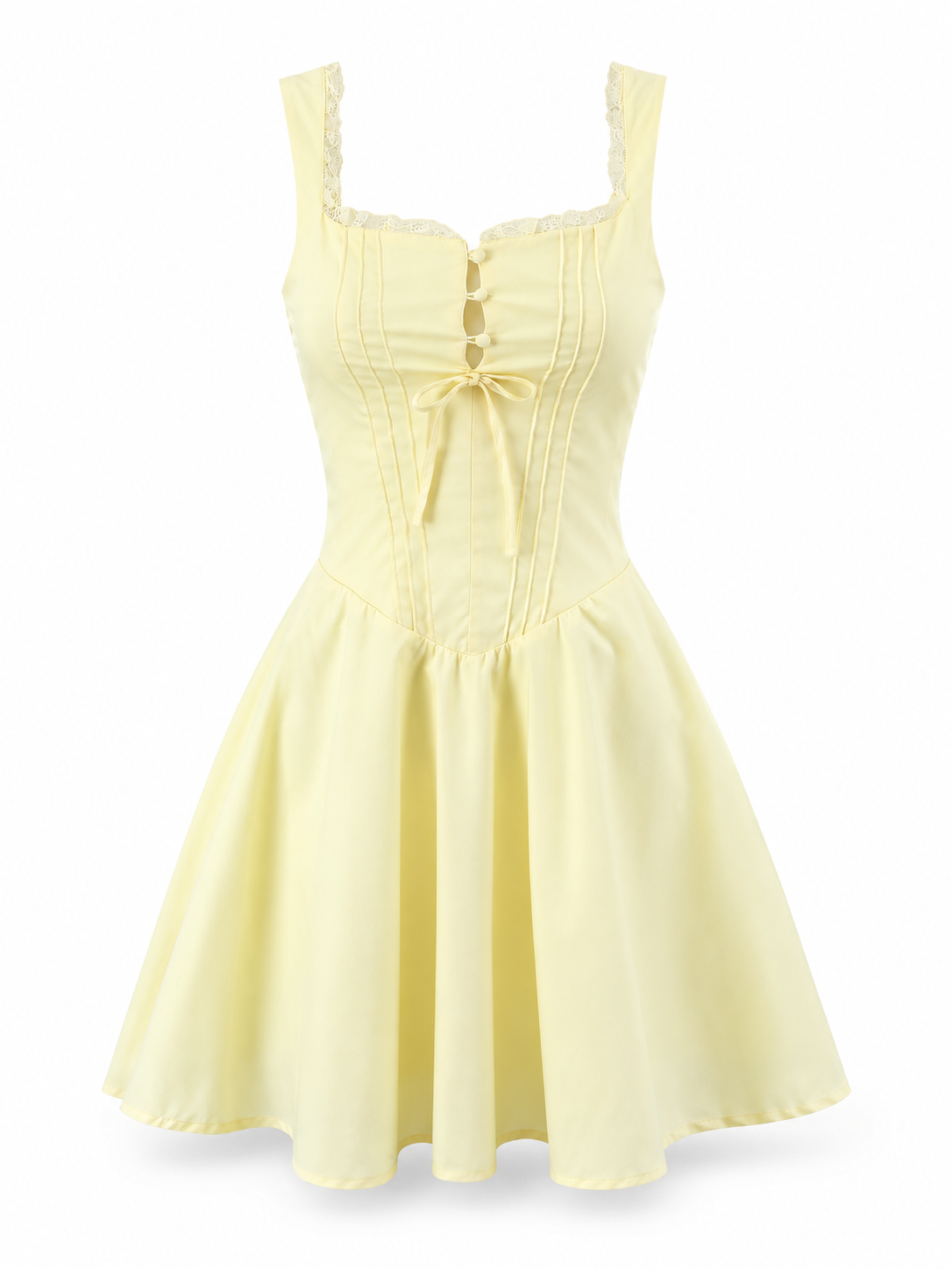 Butter yellow Lace-Up Mini Dress product view