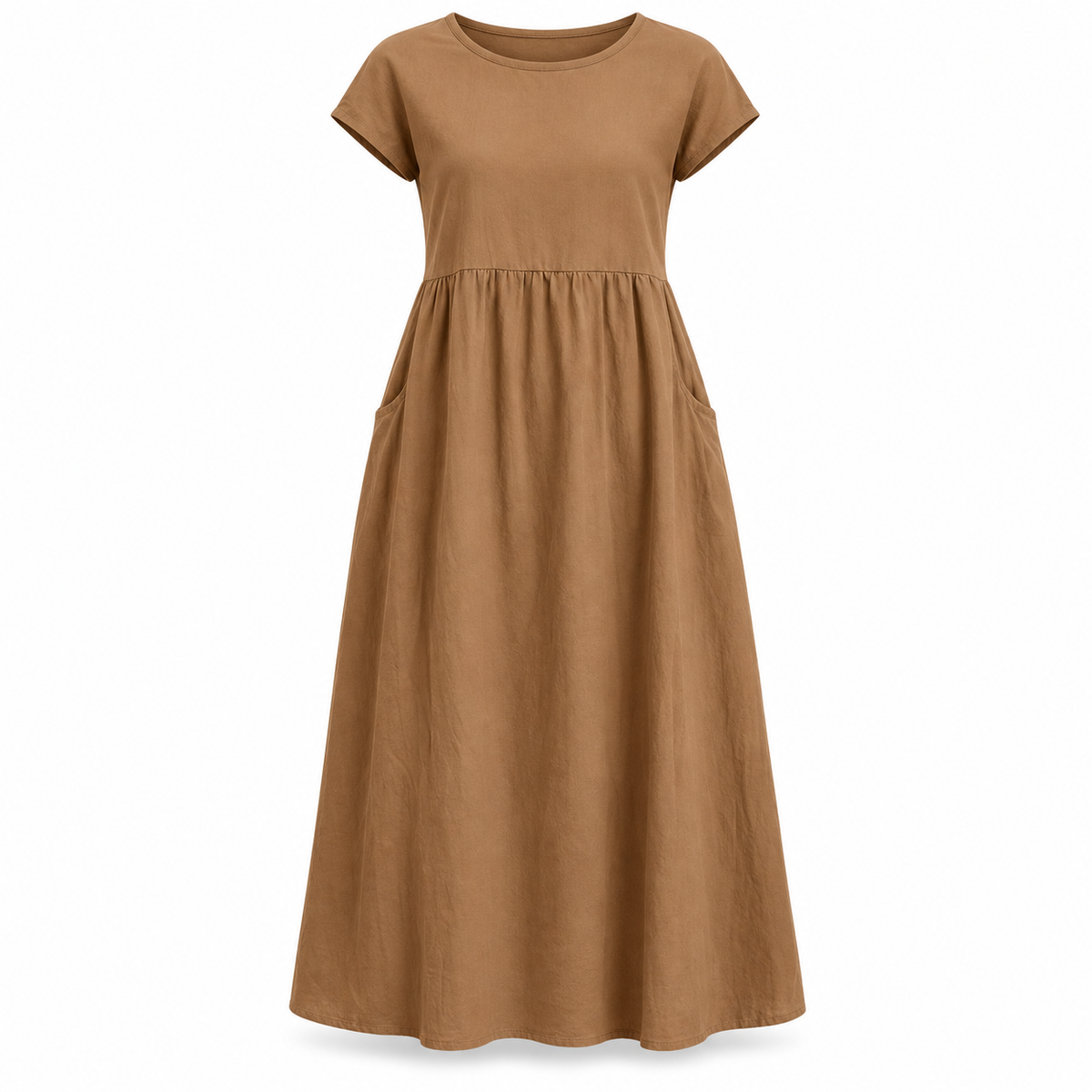 Relaxed Linen-Blend Midi Dress