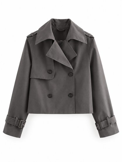 Charcoal Cropped Double-Breasted Trench product view