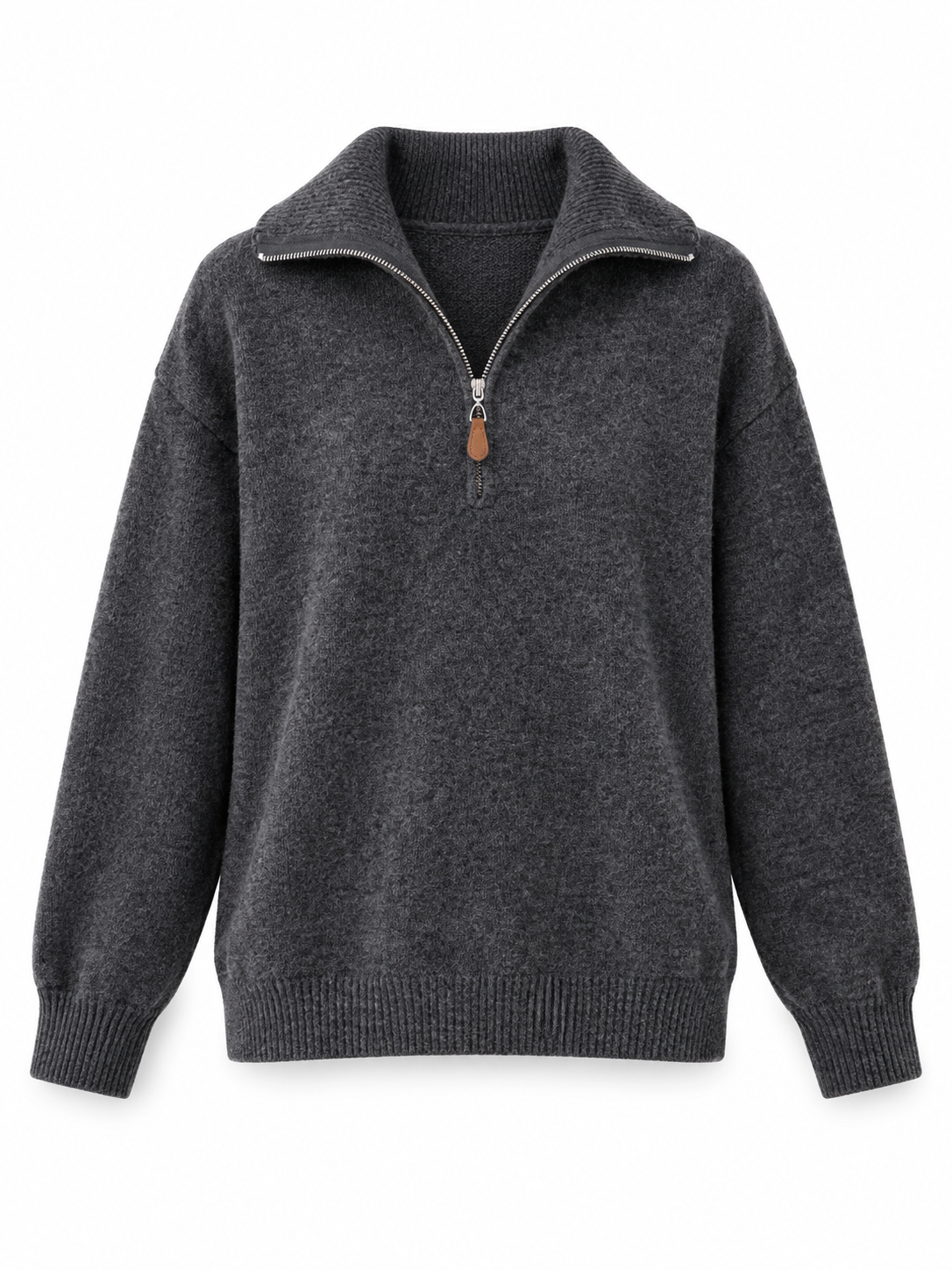 Charcoal Half-Zip Knit Sweater product view