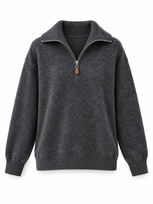 Charcoal Half-Zip Knit Sweater product view
