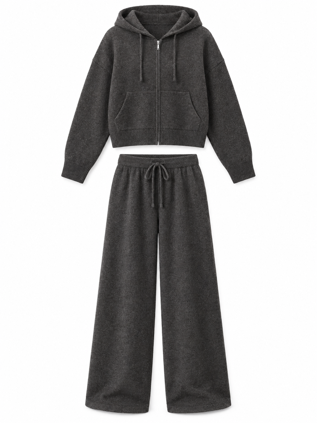 Charcoal Hooded Knit Lounge Set product view