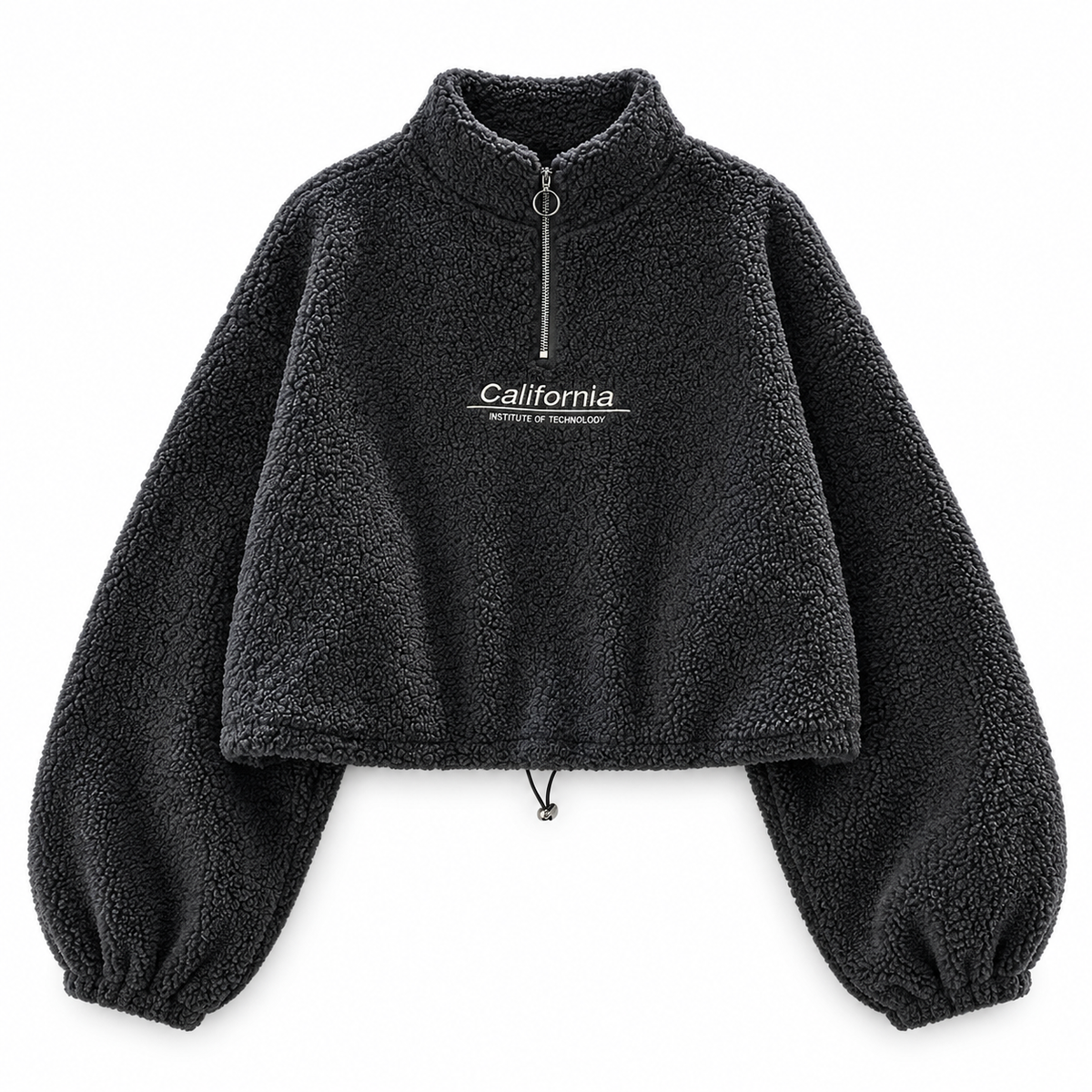 Cropped Fleece Zip Sweatshirt