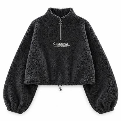 Cropped Fleece Zip Sweatshirt