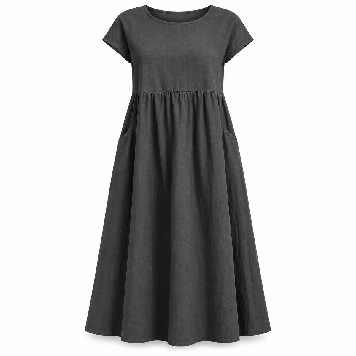 Relaxed Linen-Blend Midi Dress