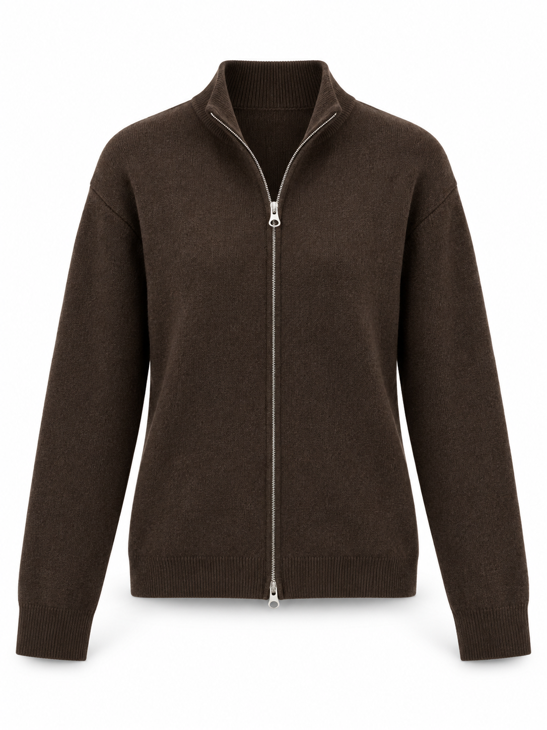 Chocolate Full-Zip Knit Cardigan product view