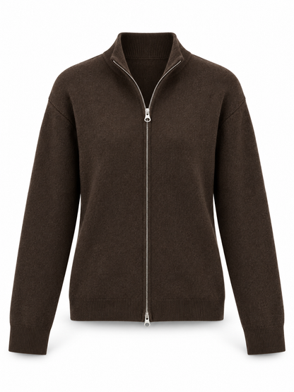 Chocolate Full-Zip Knit Cardigan product view
