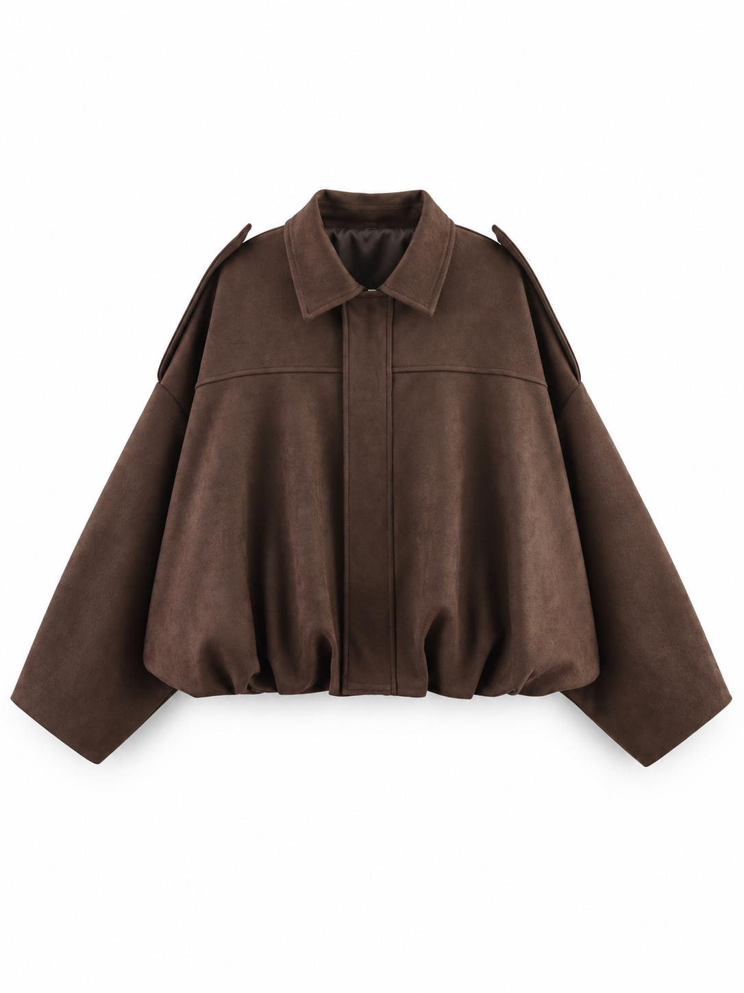 Chocolate Relaxed Suede-Effect Jacket product view
