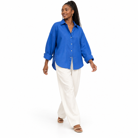 Cobalt Relaxed Loose-Fit Button Shirt shown on a model
