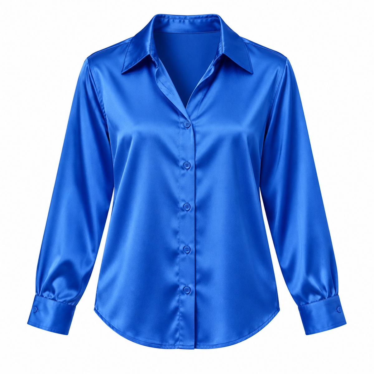 Cobalt Satin-Look Long-Sleeve Shirt product view