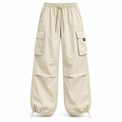 Cream Relaxed Cargo Trousers product view
