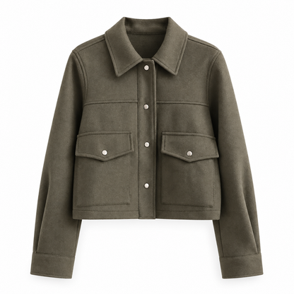 Dark olive Cropped Pocket Jacket product view