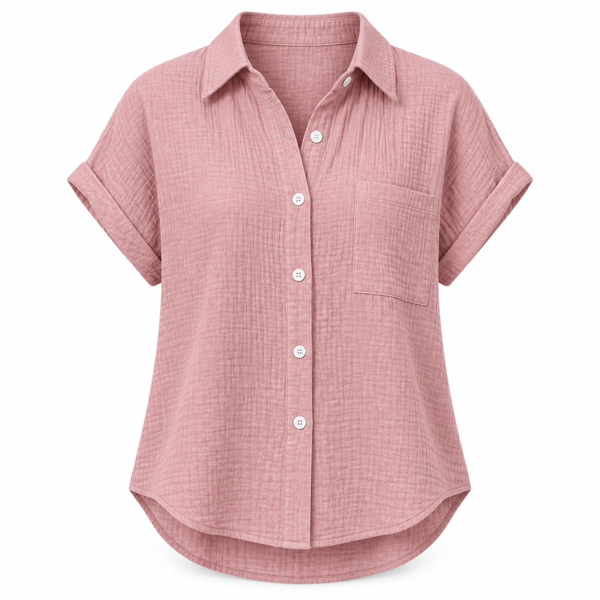 Dusty rose Relaxed Cotton-Blend Short-Sleeve Shirt product view