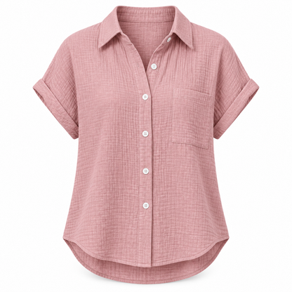 Dusty rose Relaxed Cotton-Blend Short-Sleeve Shirt product view