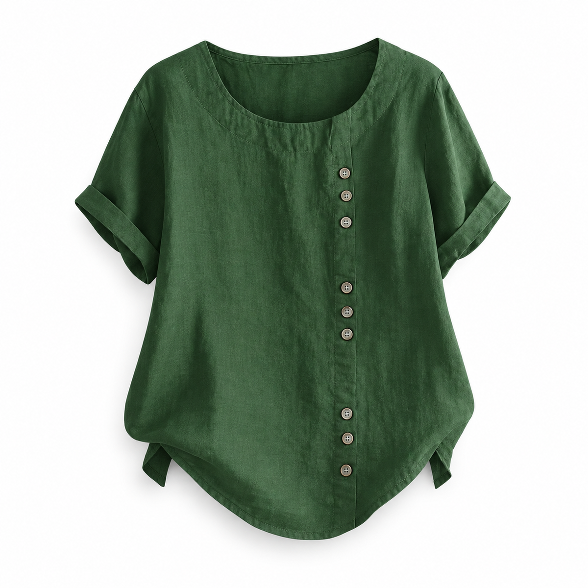 Top boutonné décontracté coton-lin