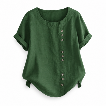 Top boutonné décontracté coton-lin