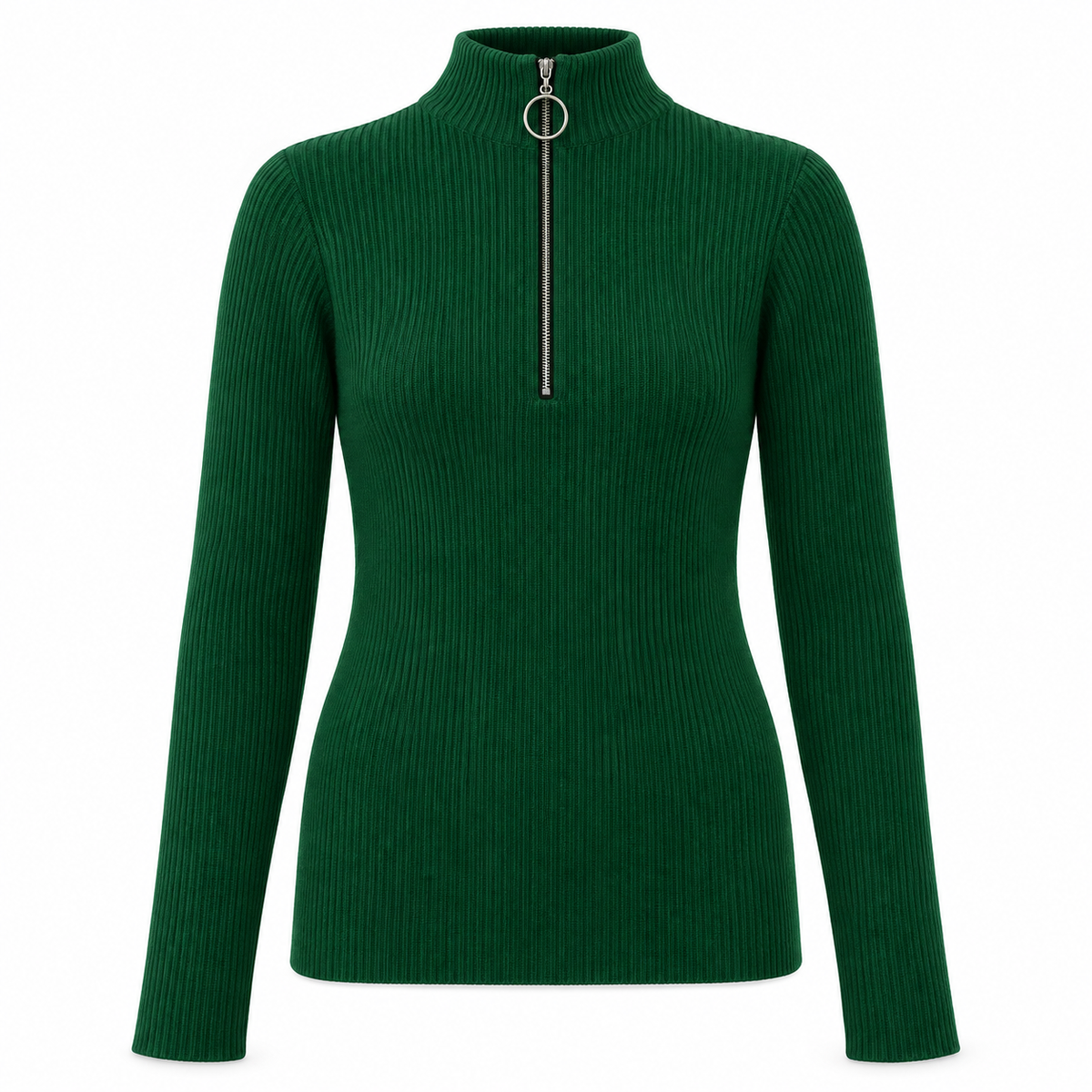 Forest Zip-Neck Knit Sweater product view