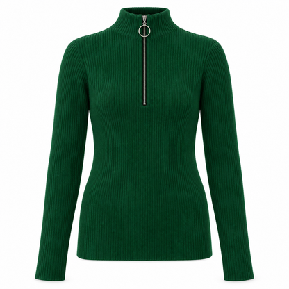 Forest Zip-Neck Knit Sweater product view