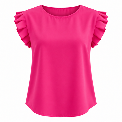 Blouse met Korte Mouwen en Plooien