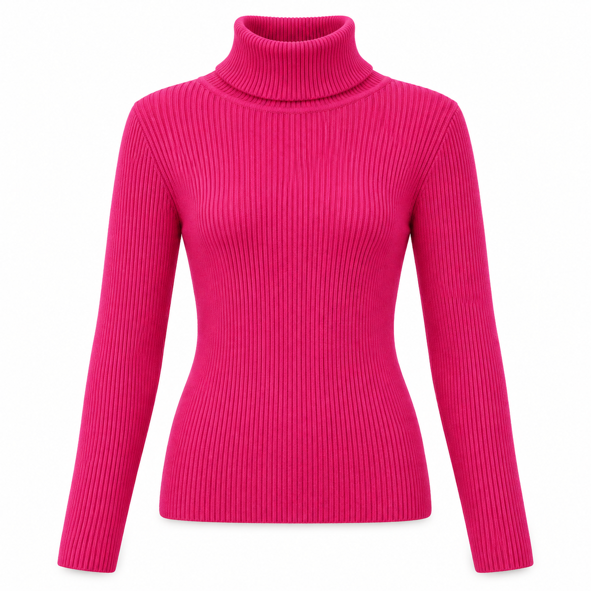 Fuchsia Soft Turtleneck Knit Sweater product view