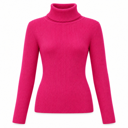 Fuchsia Soft Turtleneck Knit Sweater product view