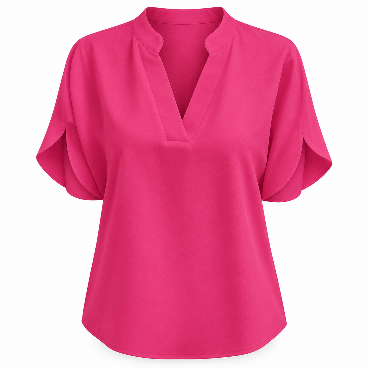 Relaxte Blouse met V-Hals en Korte Mouwen