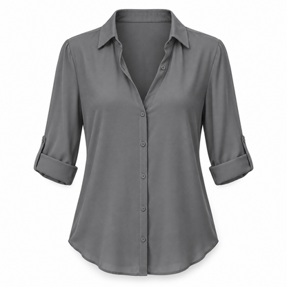 Relaxed Chiffon Button Blouse