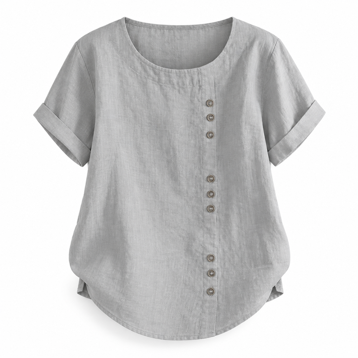 Top boutonné décontracté coton-lin