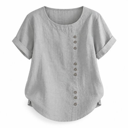 Top boutonné décontracté coton-lin