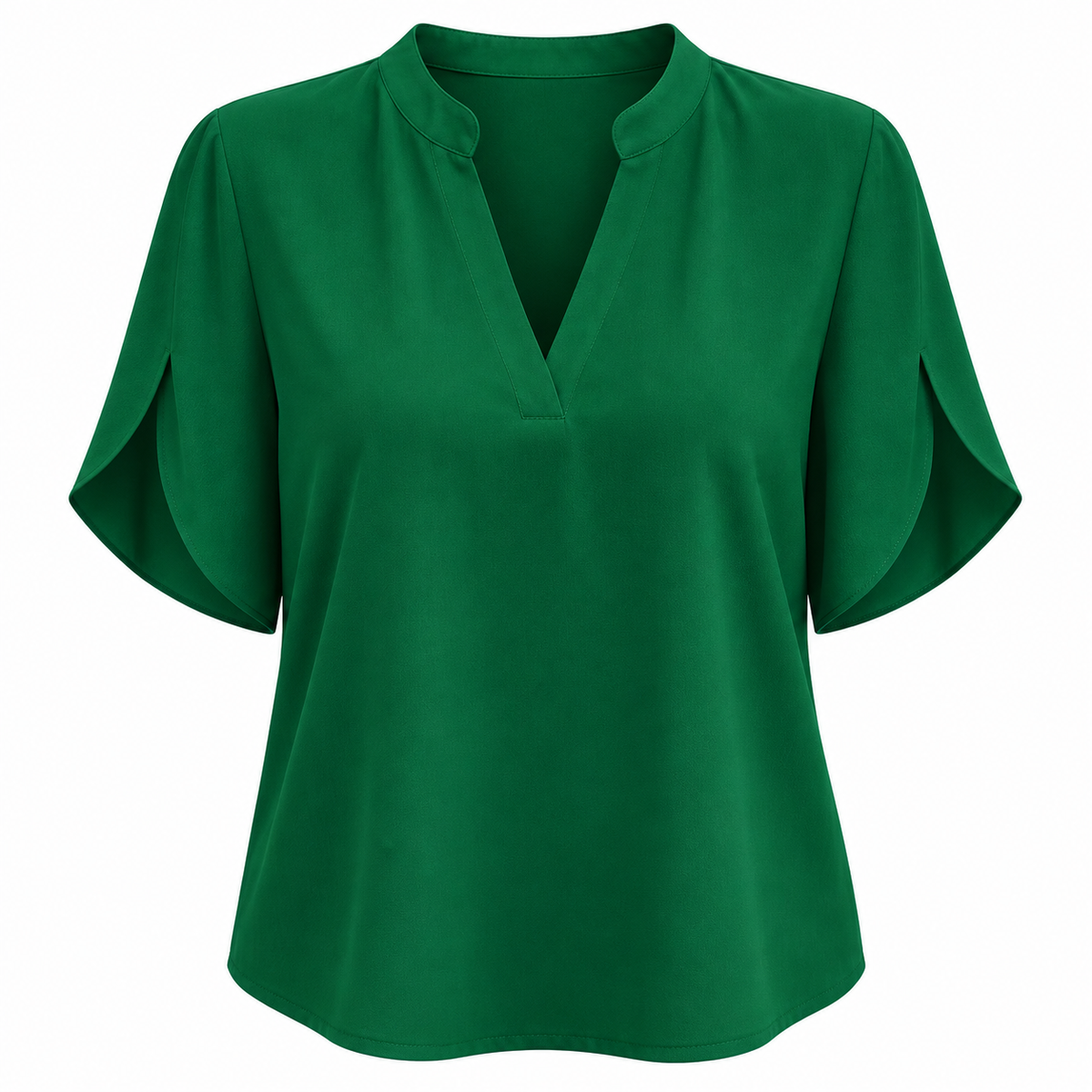 Relaxte Blouse met V-Hals en Korte Mouwen