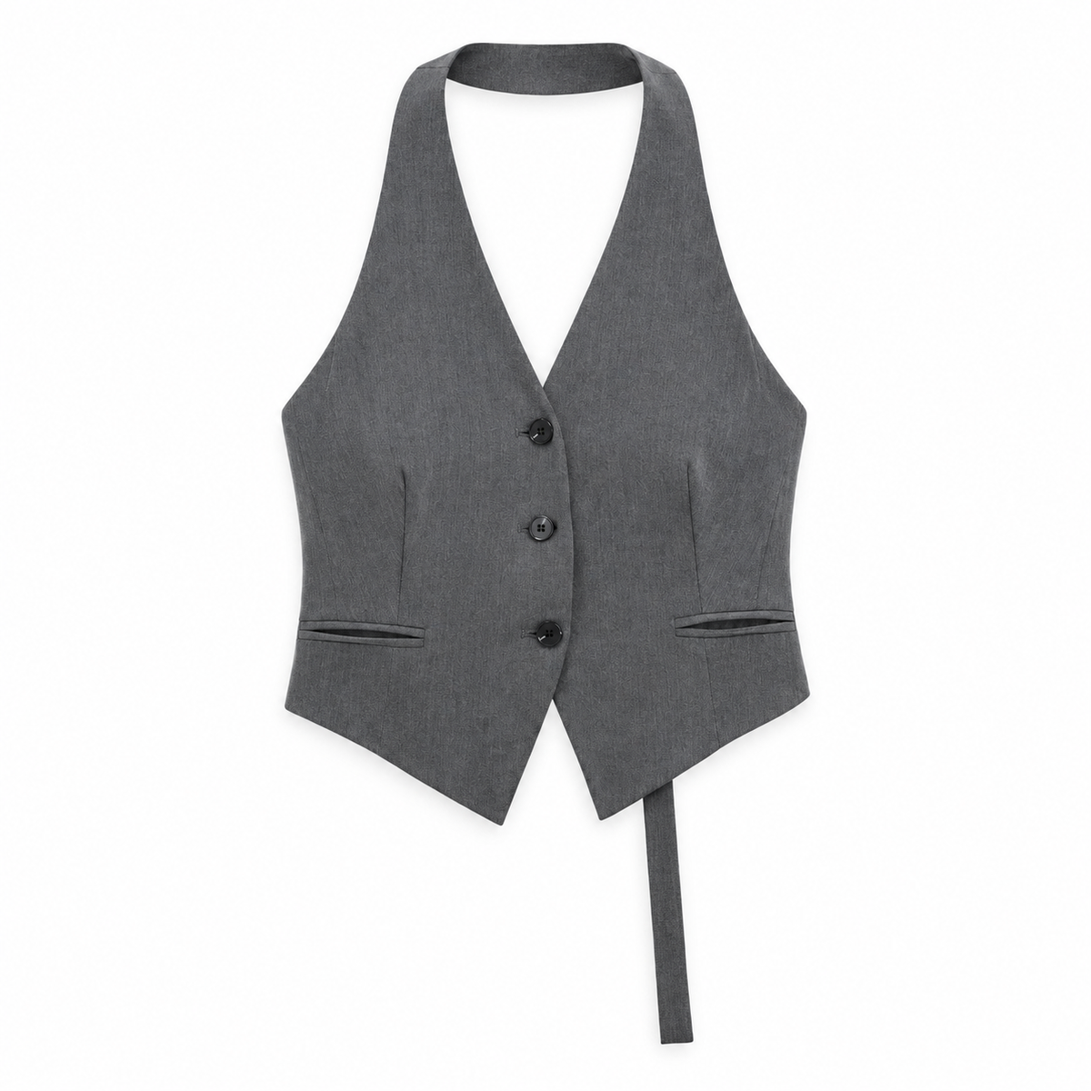 Gray Sculpted Cropped Waistcoat product view