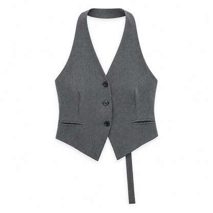 Gray Sculpted Cropped Waistcoat product view