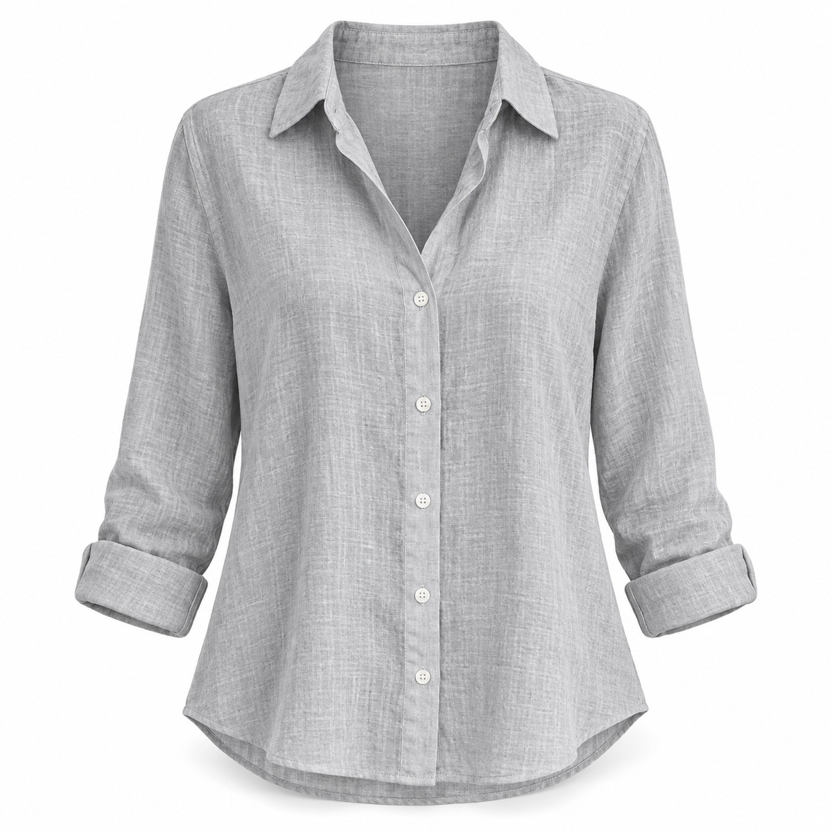 Gray Relaxed Long-Sleeve Button Shirt product view