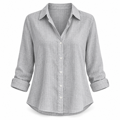 Gray Relaxed Long-Sleeve Button Shirt product view