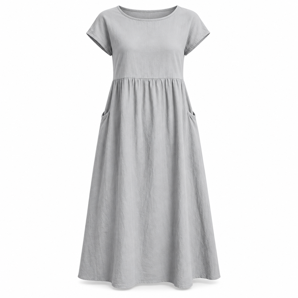 Relaxed Linen-Blend Midi Dress