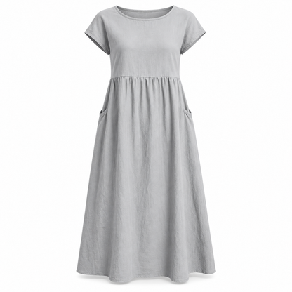 Relaxed Linen-Blend Midi Dress