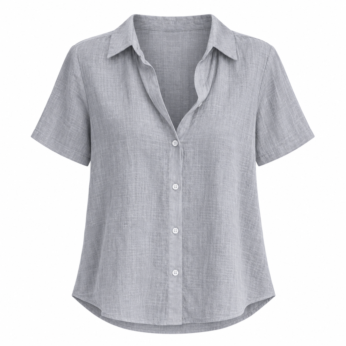 Gray Relaxed V-Neck Summer Blouse product view