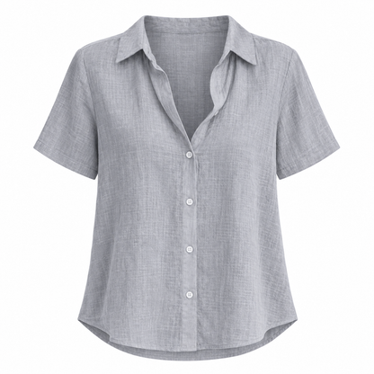 Gray Relaxed V-Neck Summer Blouse product view