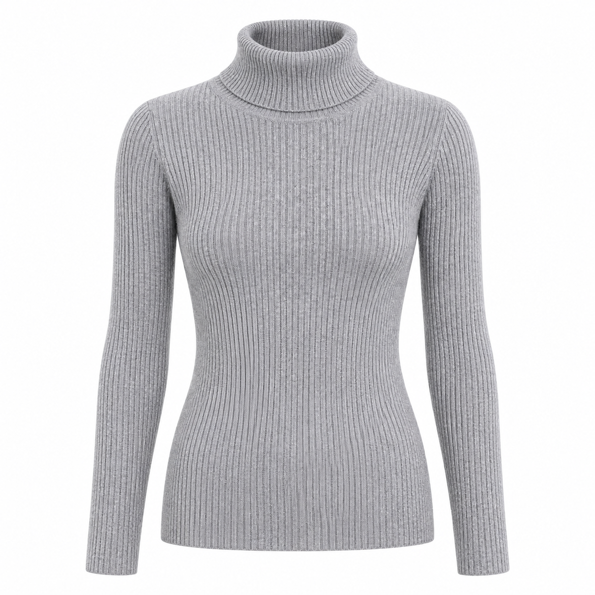 Gray Soft Turtleneck Knit Sweater product view
