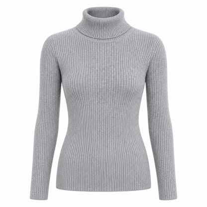 Gray Soft Turtleneck Knit Sweater product view